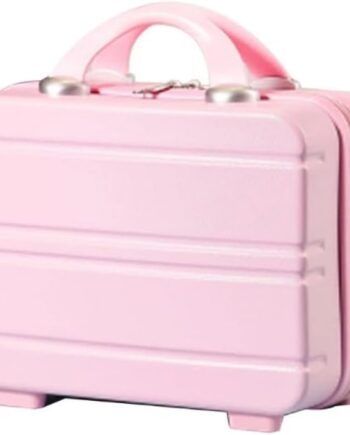Travel Hand Luggage Cosmetic for Case Small Makeup Carrying Mini Suitcase, Pink