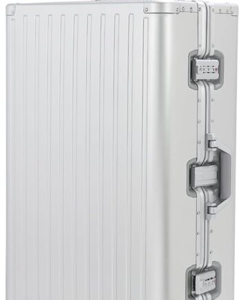 28-inch Aluminum Checked Suitcase: Silver - Full Metal Shell - Crush-Resistant & Burst-Proof,  & Spinner Wheels for Business Travel - Men Women