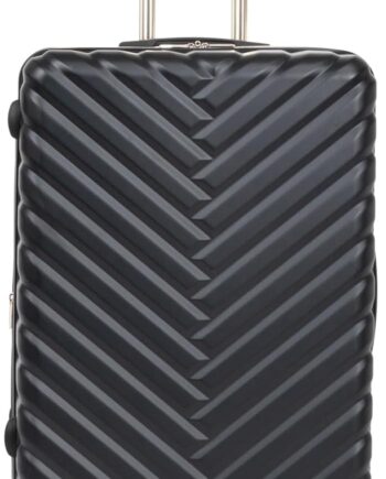 Square Lightweight Hardside Chevron Expandable Spinner Luggage, Black, 24-Inch Checked