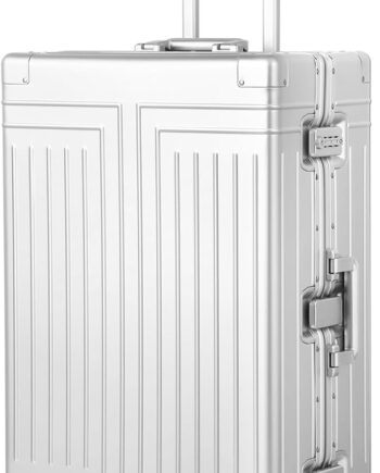 All Aluminum Carry On Luggage，Cut from Whole Aluminum Sheet，22x14x9 Airline Approved ，（3rd Generation，Premium Metal zipperless suitcase ） (silvery, 28inch)