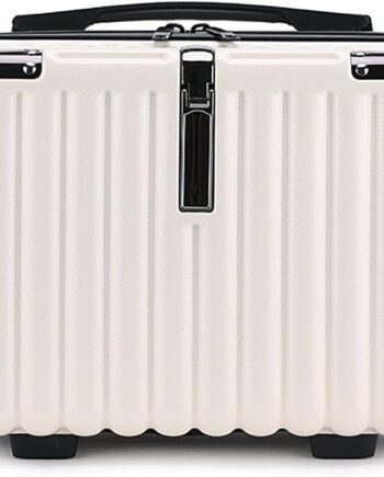 Mini Suitcase Hard Shell Makeup Bag Travel Cosmetic Case Portable Makeup Luggage with Shoulder Strap for Women, Whie