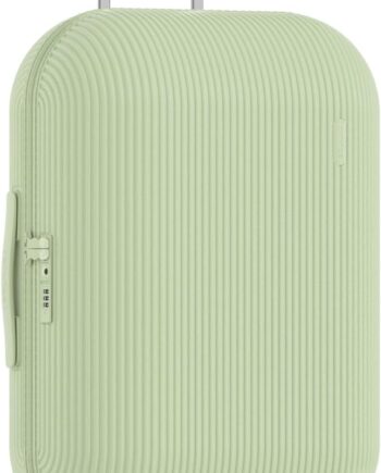 Checked Luggage 24 inch,Medium Suitcase with 8 Spinner Wheels,PC Lightweight Hardside Luggage with Cover Protector,Stripe Pattern Design,,Green,Checked-Medium 24-Inch,55L