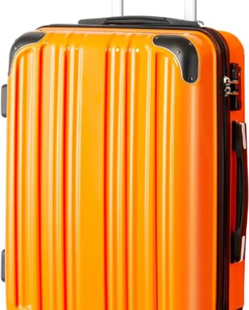 Luggage Expandable(only 28") Suitcase PC+ABS Spinner 20in 24in 28in Carry on (orange new, S(20in))