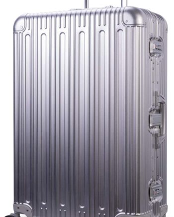 G All Aluminum Luggage Zipperless Hard Shell Suitcase with  Spinner Wheels Lightweight Metal Alloy Suitcases (Silver, 28 inch)