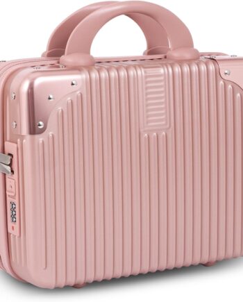 Portable Makeup Travel Case Hand Luggage, Mini  Carrying Makeup Case Suitcase with Elastic Band, Bright Red, Makeup Bag Travel Cosmetic Bag