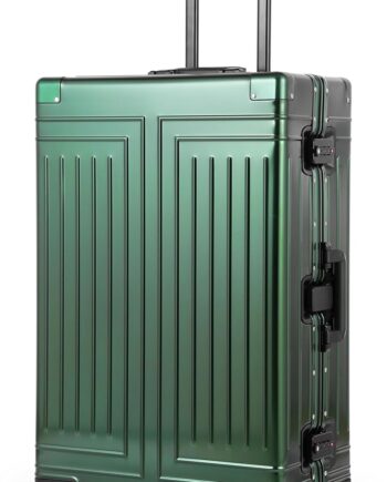 All Aluminum Carry On Luggage，Cut from Whole Aluminum Sheet，22x14x9 Airline Approved ，（3rd Generation，Premium Metal zipperless suitcase ） (green, 28inch)
