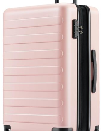 Large Checked Luggage 28 Inch, Checking In Luggage with Smooth Spinner Wheels, Expandable, Hard Shell PC Suitcase, Lightweight Travel Luggage, TSA Approved (Pink, )