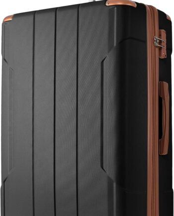 20 Inch Carry On Luggage with Wheels Aluminum Alloy Corner Hard Shell Suitcase  Luggage Suitcases for Travel Woman Men(Black brown)
