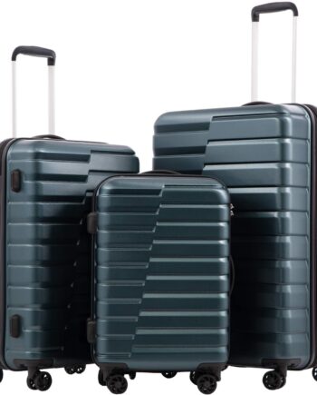 Expandable Suitcase PC ABS  Luggage 3 Piece Set Lock Spinner Carry on (Teal blue)