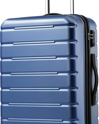 Luggage Suitcase Carry-on Spinner  USB Port Expandable (only 28’’) Lightweight Hardside Luggage (Ice Blue, L(28in))