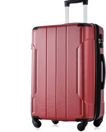 20 Inch Carry On Luggage with Wheels Aluminum Alloy Corner Hard Shell Suitcase  Luggage Suitcases for Travel Woman Men(Red)