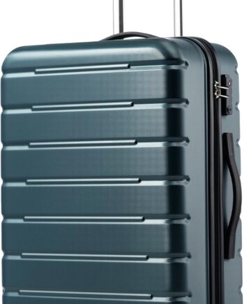 Luggage Suitcase Carry-on Spinner  USB Port Expandable (only 28’’) Lightweight Hardside Luggage (Teal Blue, M(24in))