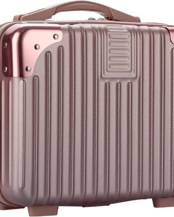 Portable Hard Shell Cosmetic Travel Case, Small Travel Hand Luggage with Elastic Band, Mini  Carrying Makeup Case Suitcase, Rose Gold, Fashion