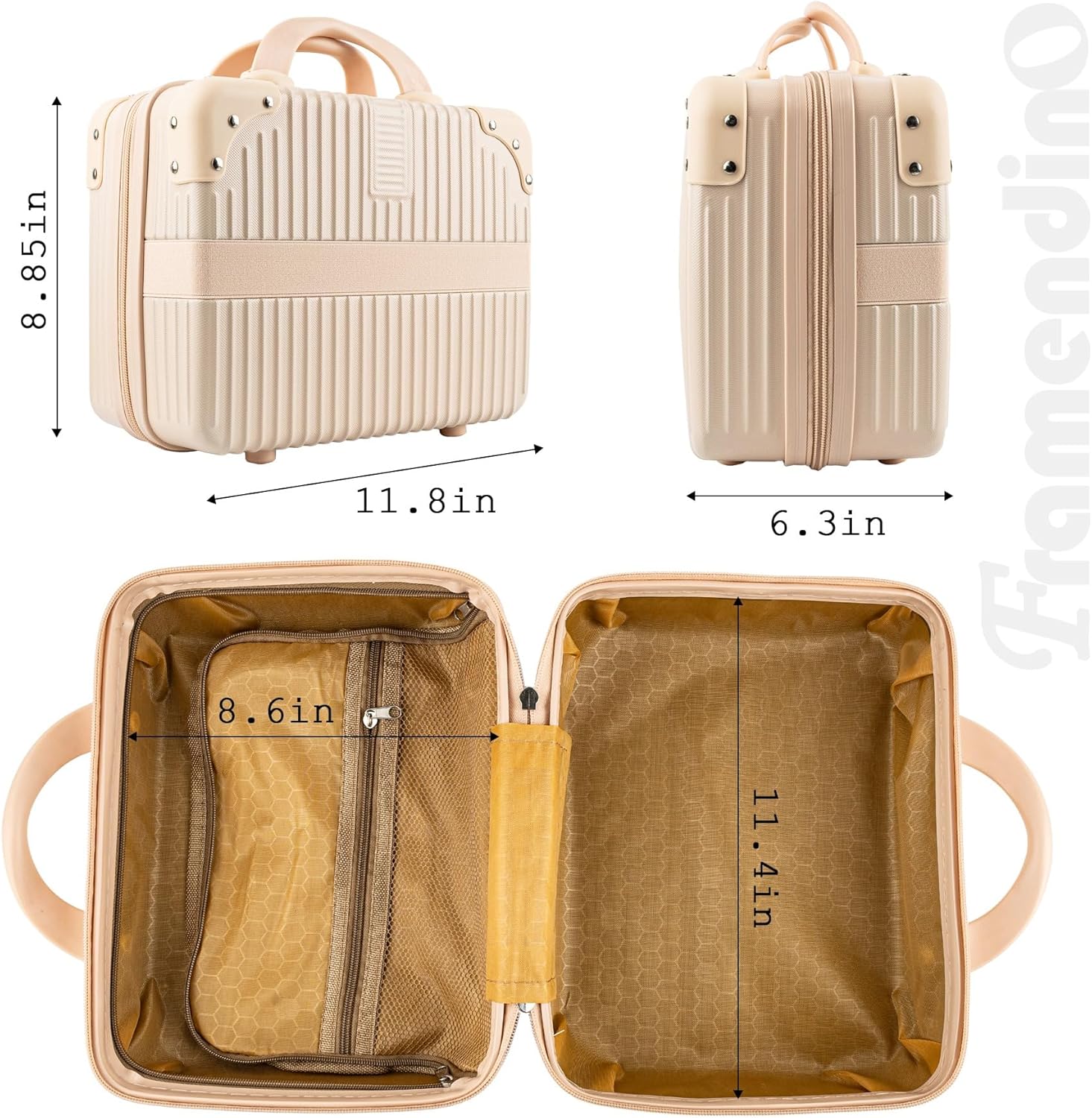 , Portable Hard Shell Cosmetic Suitcase Makeup Travel Case Pink, Pink, 1 Pack