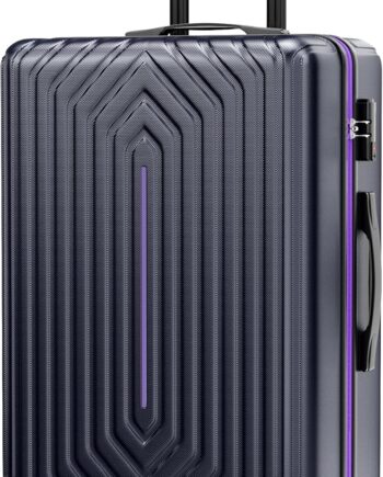 28 inch Luggage Hardside and Lightweight Suitcase with Spinner Wheels  for Travel Business, Purple With Dark Blue