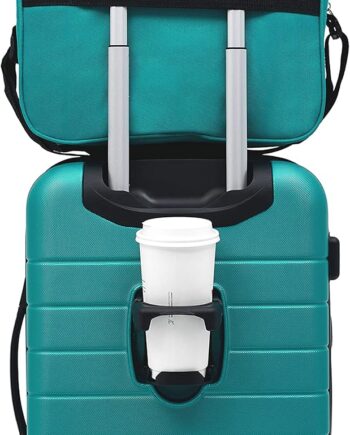 Smart Luggage Cup Holder and USB Port, Teal, 2 Piece Set